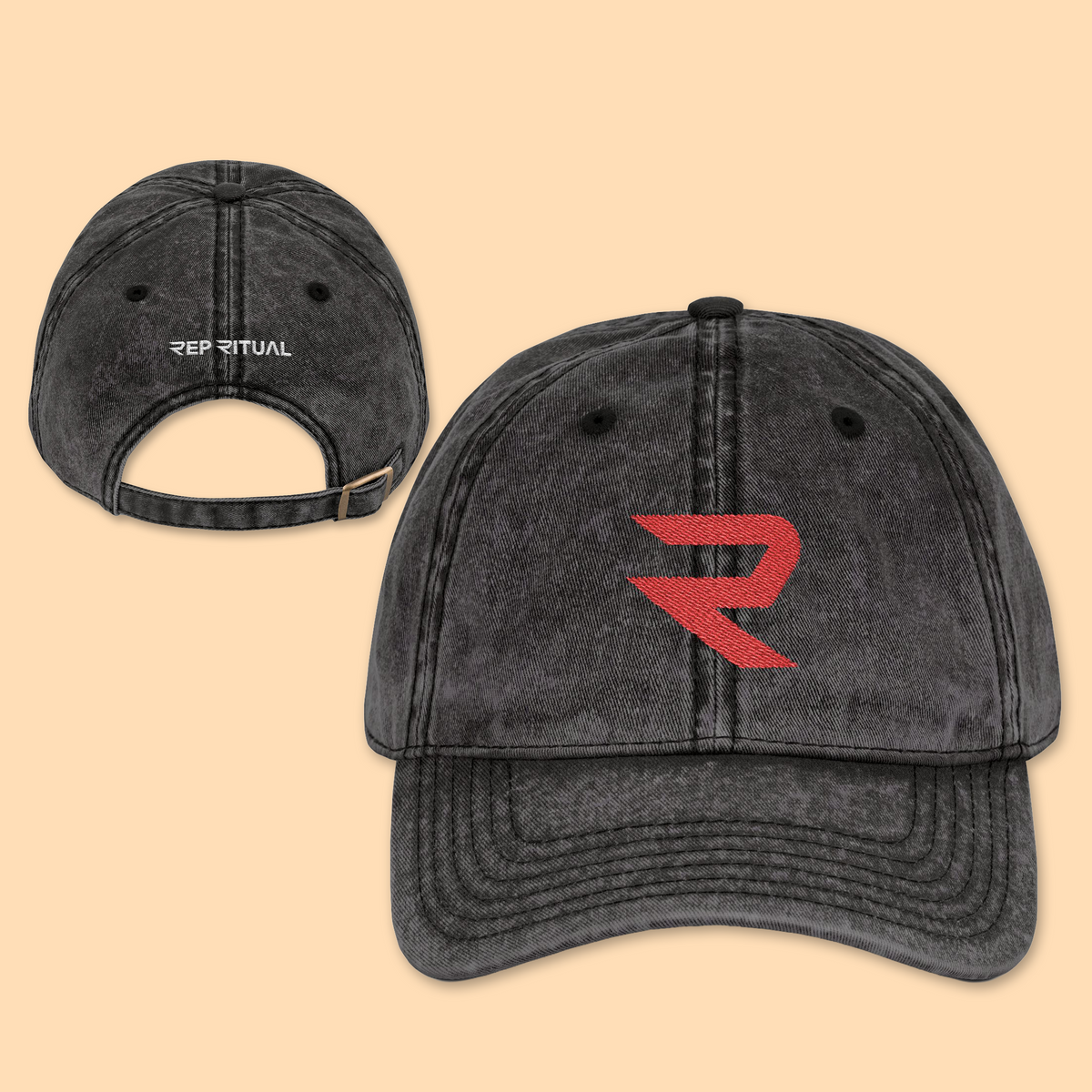 Rep Ritual Vintage Washed Cap — Red Logo