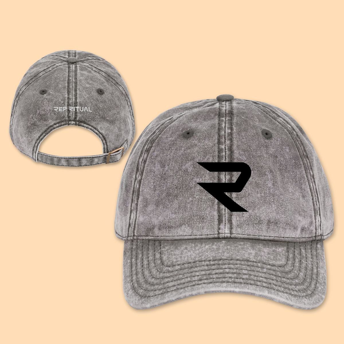 Rep Ritual Vintage Washed Cap — Black Logo