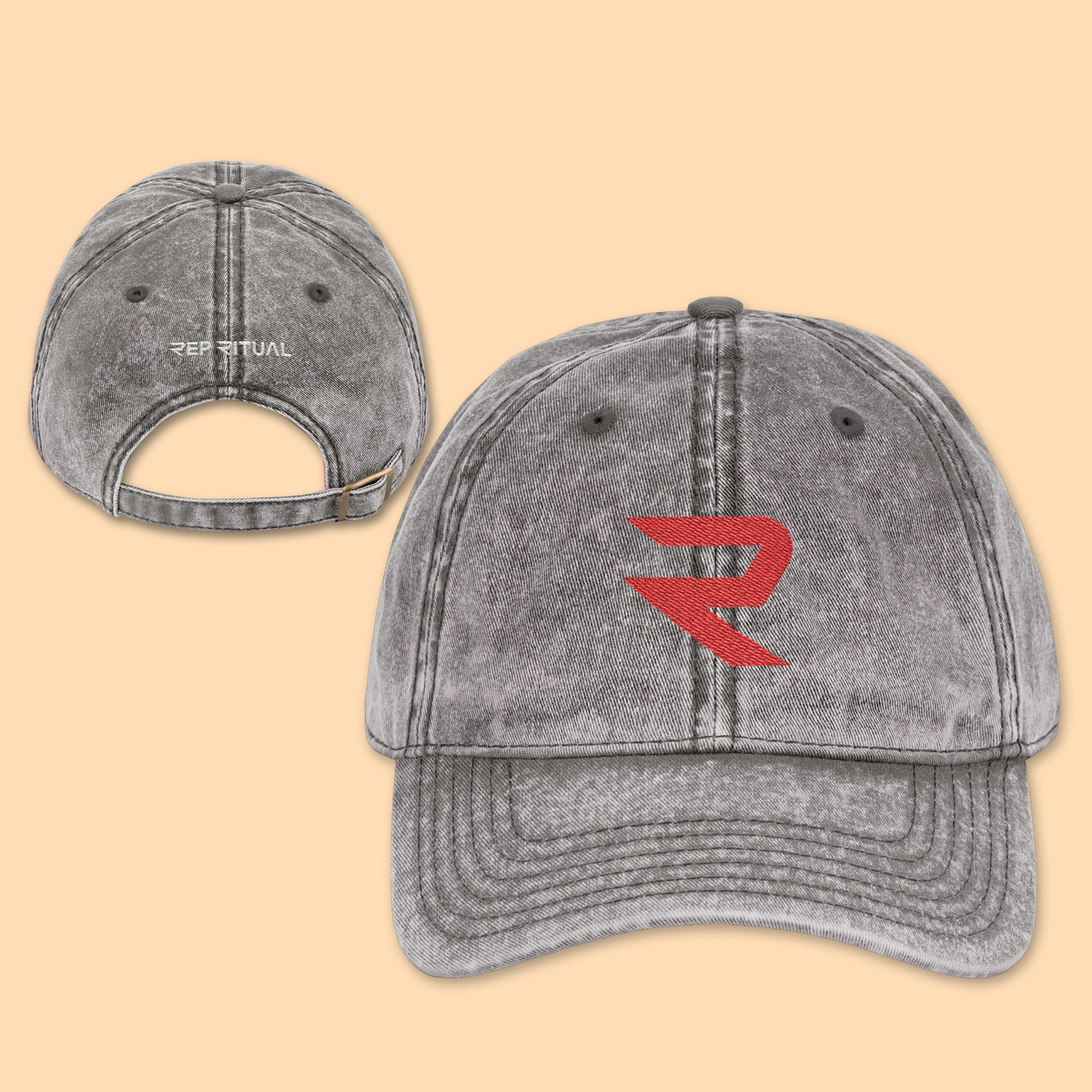 Rep Ritual Vintage Washed Cap — Red Logo