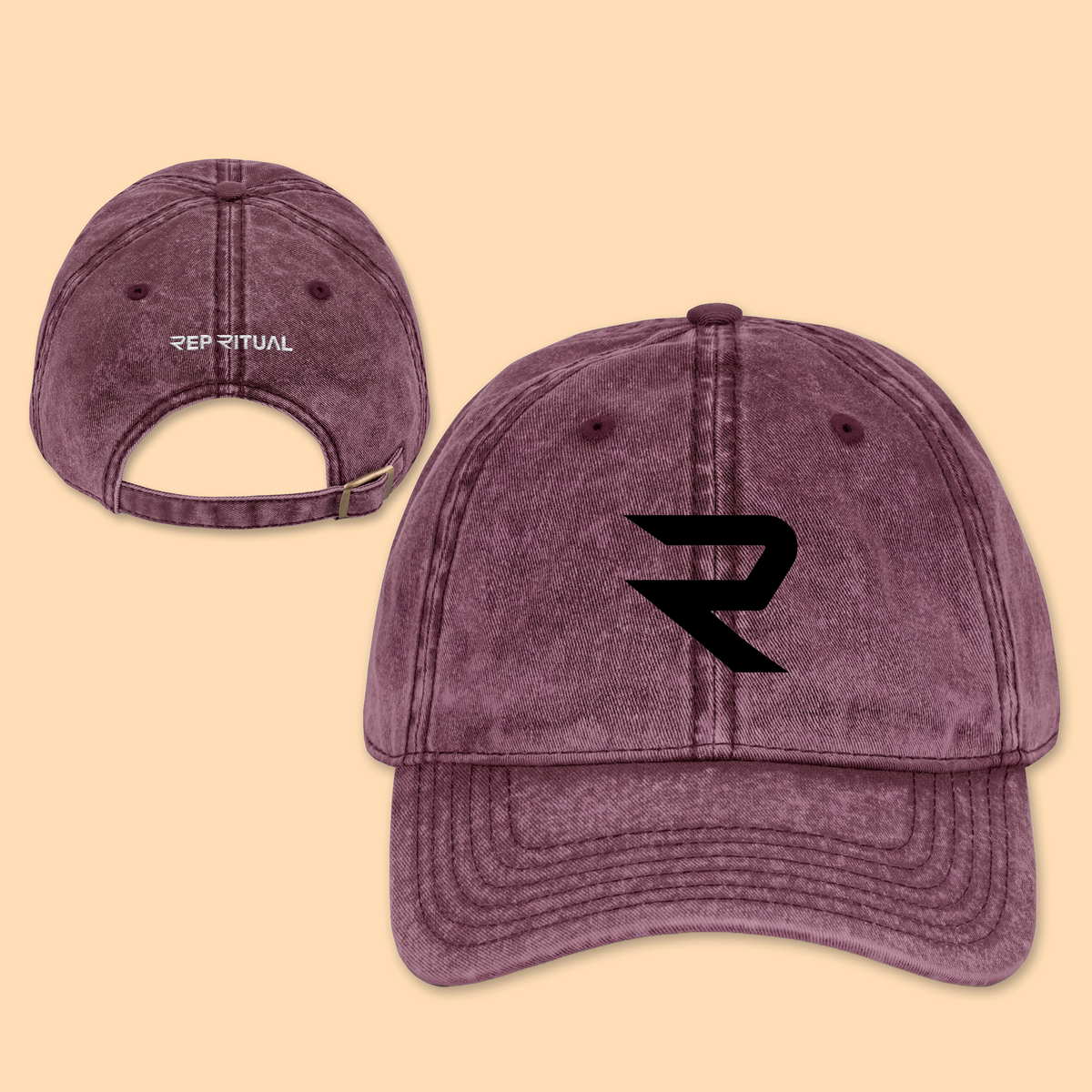 Rep Ritual Vintage Washed Cap — Black Logo