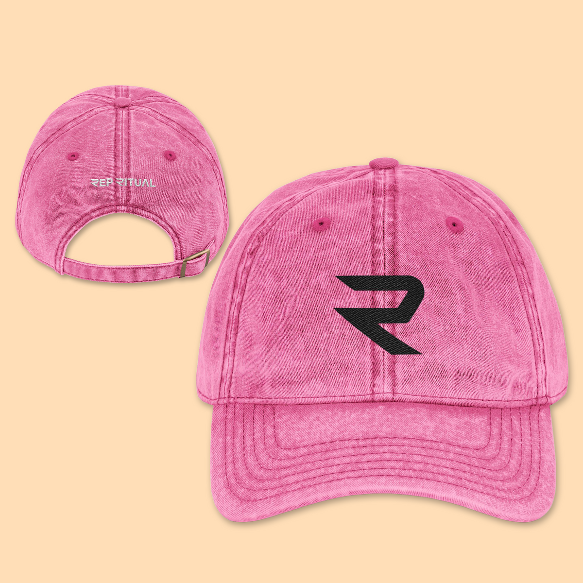 Rep Ritual Vintage Washed Cap — Black Logo