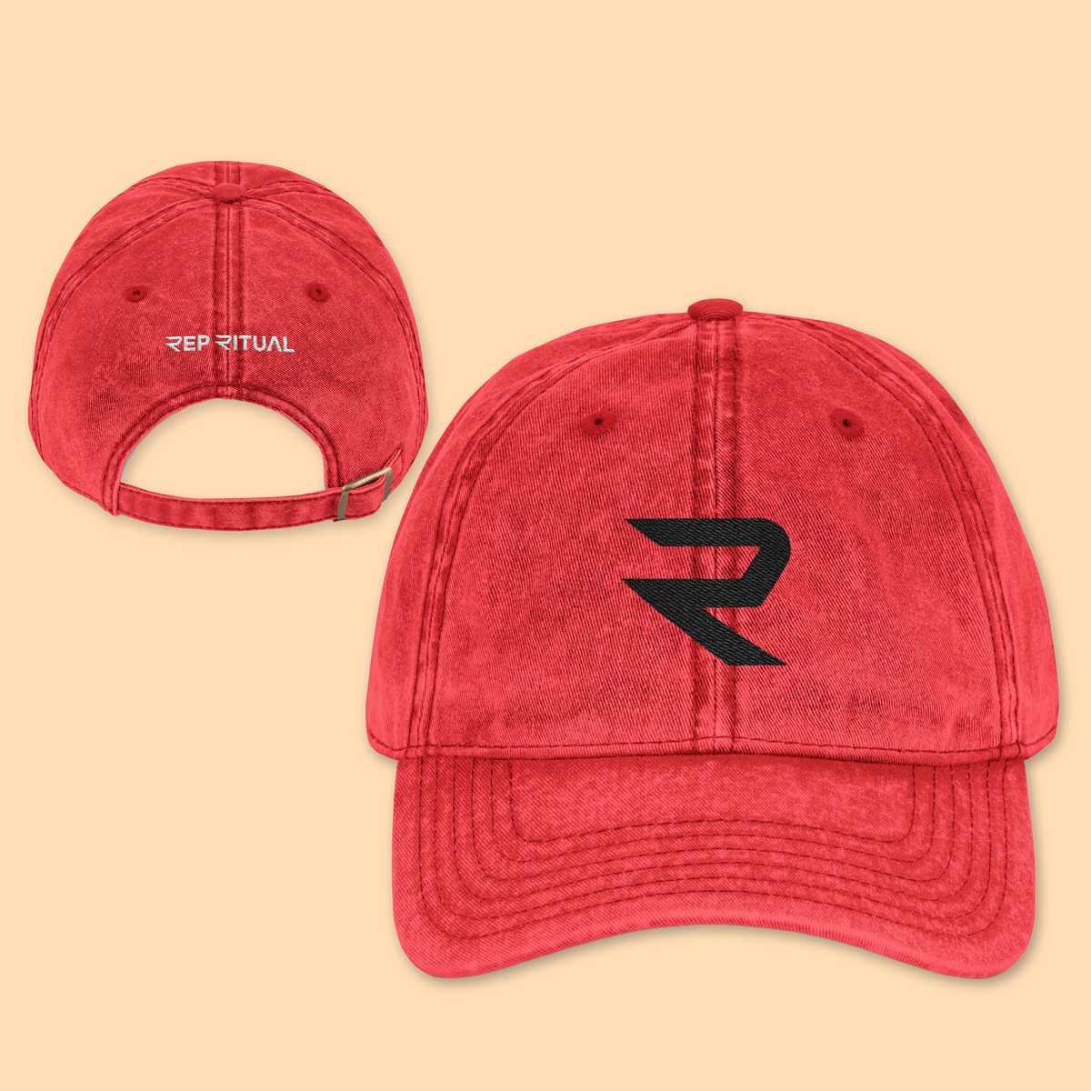 Rep Ritual Vintage Washed Cap — Black Logo